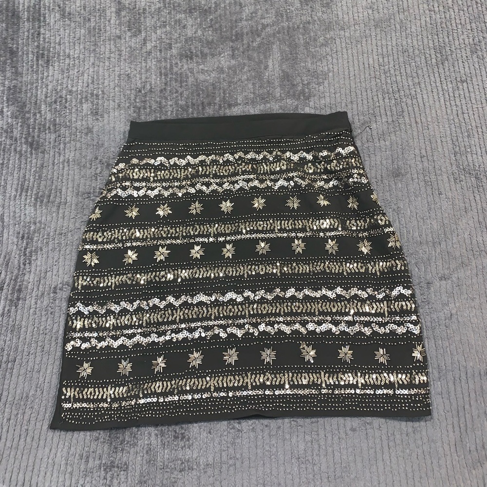 Black Skirt with silver/gray/champagne sequin